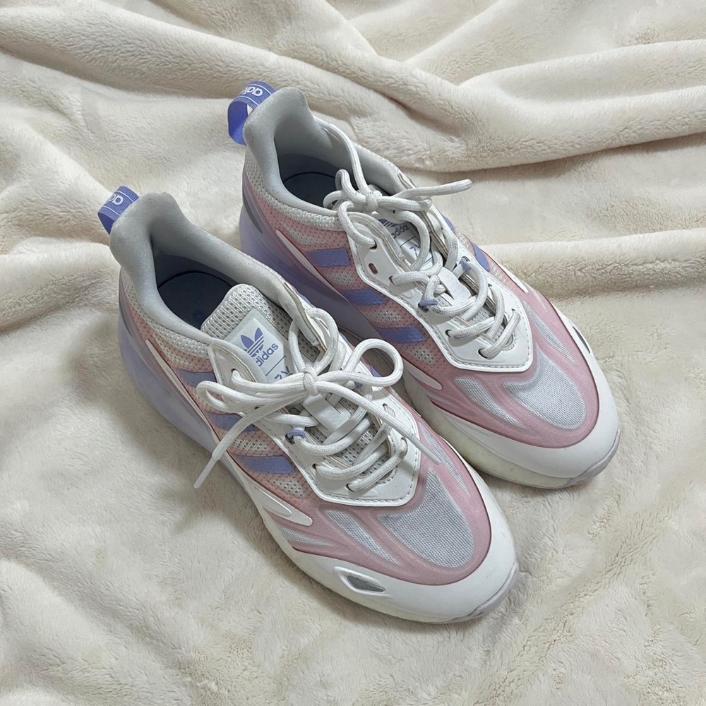 adidas ♡ pink purple white ZX 2K boost 2.0 shoes sneakers size 6